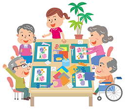 レクリエーションを楽しむお年寄りたちのイラスト